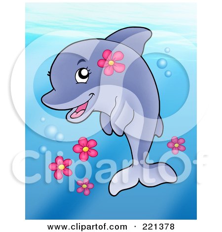 cute girl dolphin cartoon