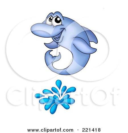 Royalty-Free (RF) Clipart Illustration of a Cute Jumping Dolphin Splashing by visekart