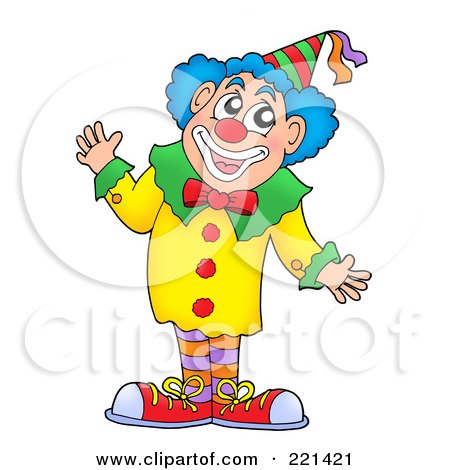 Royalty-Free (RF) Clipart Illustration of a Waving Clown by visekart