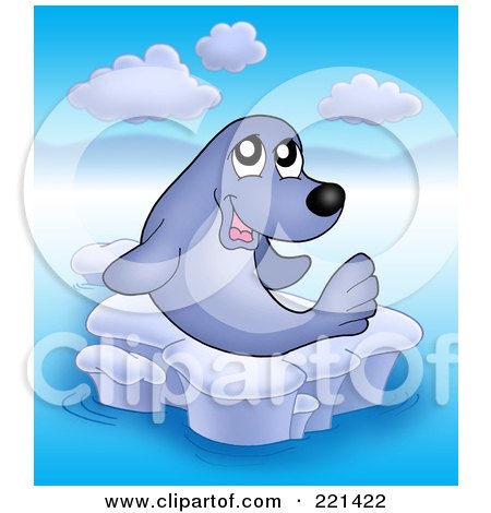 Royalty-Free (RF) Clipart Illustration of a Happy Cute Seal On Ice - 1 by visekart