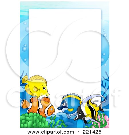 Royalty-Free (RF) Clipart Illustration of a Frame Of Marine Fish Around White Space by visekart