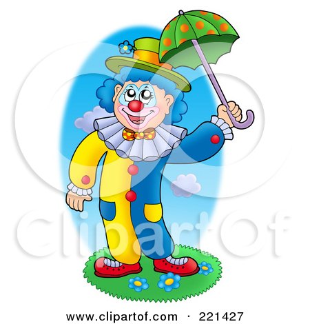 Royalty-Free (RF) Clipart Illustration of a Clown Holding An Umbrella by visekart