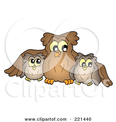 Royalty-Free (RF) Clipart Illustration of a Family of Three Owls by visekart