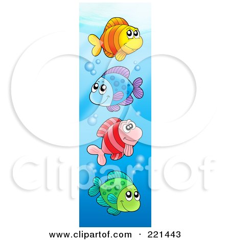 Royalty-Free (RF) Clipart Illustration of Four Colorful Fish Swimming With Bubbles - 2 by visekart