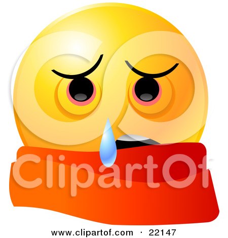 Clipart Illustration of a Yellow Emoticon Face Wearing A Scarf And Crying by Tonis Pan