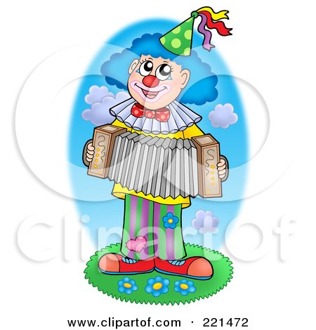 Royalty-Free (RF) Clipart Illustration of a Clown Playing An Accordion by visekart