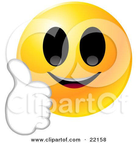 Clipart Illustration of a Yellow Emoticon Face Smiling And Giving The Thumbs Up by Tonis Pan