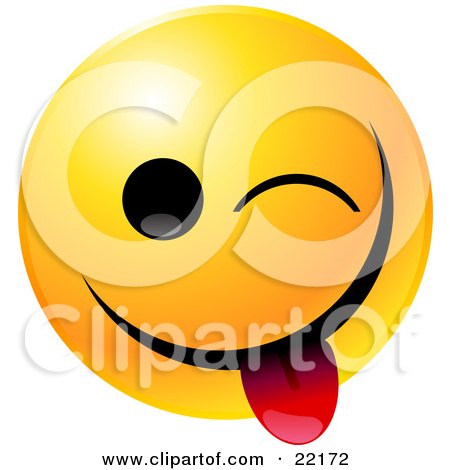 Clipart Illustration of a Yellow Emoticon Face Teasing, Winking And Sticking His Tongue Out by Tonis Pan