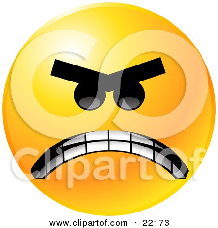 Clipart Illustration of a Yellow Emoticon Face Mad With Anger, Gritting His Teeth by Tonis Pan