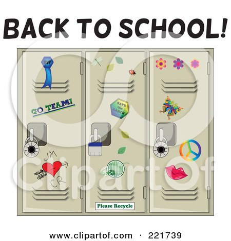 Royalty-Free (RF) Clipart Illustration of a Back To School Greeting Over Tan School Lockers by Pams Clipart