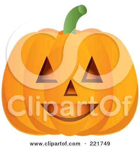 Royalty-Free (RF) Clipart Illustration of a 3d Friendly Carved Pumpkin Face by Pams Clipart