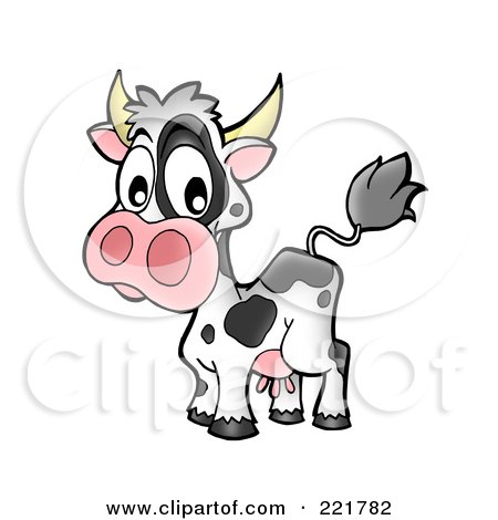 Royalty-Free (RF) Clipart Illustration of a Surprised Cow by visekart