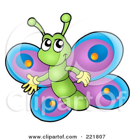 Royalty-Free (RF) Clipart Illustration of a Cute Presenting Butterfly by visekart