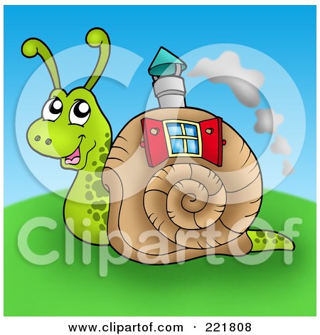 Royalty-Free (RF) Clipart Illustration of a Cute Snail With A House Shell by visekart