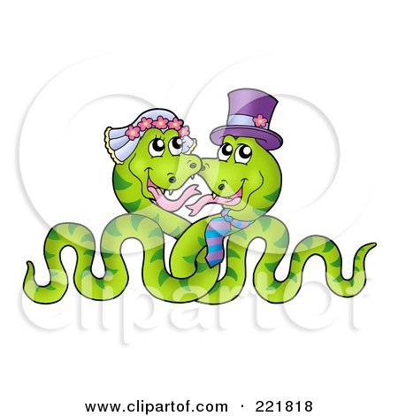 Royalty-Free (RF) Clipart Illustration of a Snake Bride And Groom by visekart