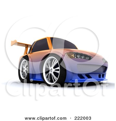 Royalty-Free (RF) Clipart Illustration of a 3d Drifter Car With A Chameleon Paint Job And High Spoiler - 1 by KJ Pargeter