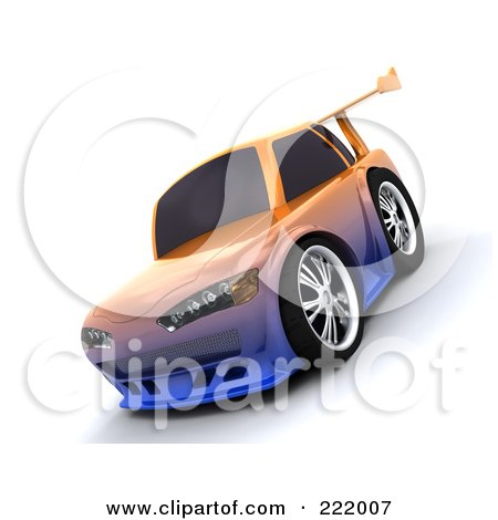 Royalty-Free (RF) Clipart Illustration of a 3d Drifter Car With A Chameleon Paint Job And High Spoiler - 2 by KJ Pargeter