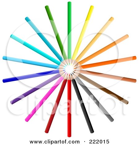 Royalty-Free (RF) Clipart Illustration of a 3d Color Wheel Of Pencils On White by KJ Pargeter