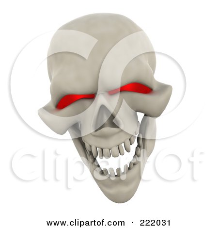 Royalty-Free (RF) Clipart Illustration of a 3d Evil Red Eyed Skull Laughing by KJ Pargeter