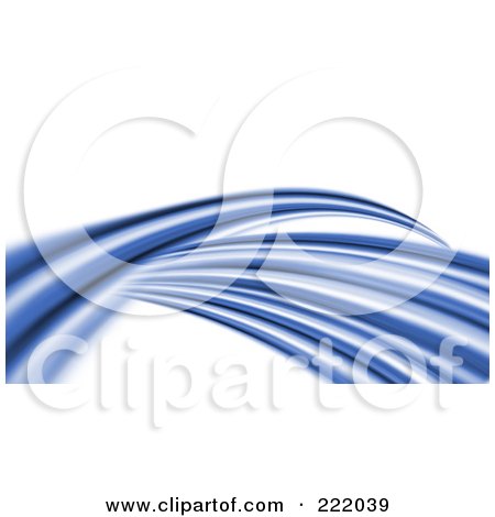 Royalty-Free (RF) Clipart Illustration of a Wave Of 3d Blue Swooshes Over White by KJ Pargeter
