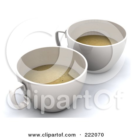 Royalty-Free (RF) Clipart Illustration of Two 3d Cups Of Coffee by KJ Pargeter