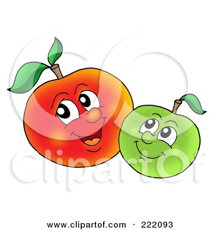 Royalty-Free (RF) Clipart Illustration of Two Happy Apples Smiling by visekart