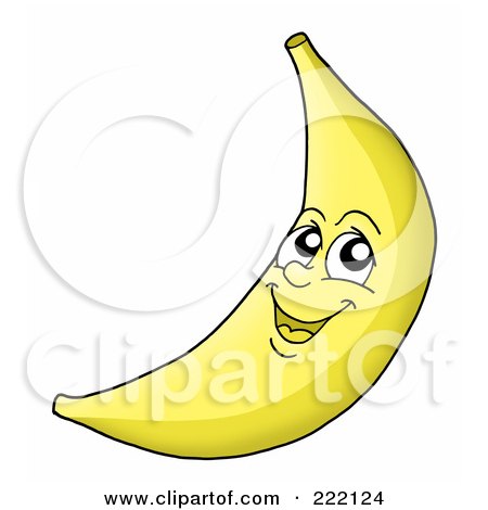 Royalty-Free (RF) Clipart Illustration of a Happy Banana Face Smiling by visekart