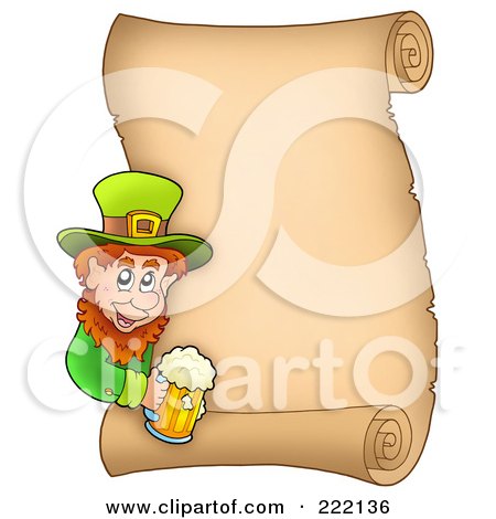 Royalty-Free (RF) Clipart Illustration of a St Patrick's Day Parchment Page With A Leprechaun by visekart