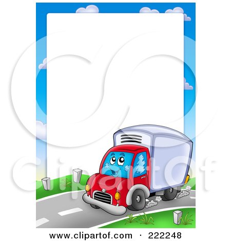 Royalty-Free (RF) Clipart Illustration of a Big Rig Truck Frame Around White Space by visekart