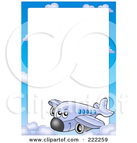 Royalty-Free (RF) Clipart Illustration of a Happy Airplane Border Around White Space by visekart