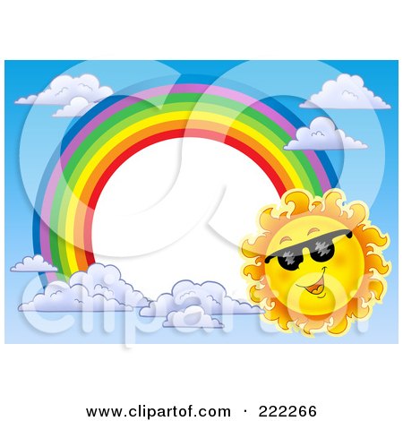 Royalty-Free (RF) Clipart Illustration of a Sun And Rainbow Border Around White Space - 2 by visekart