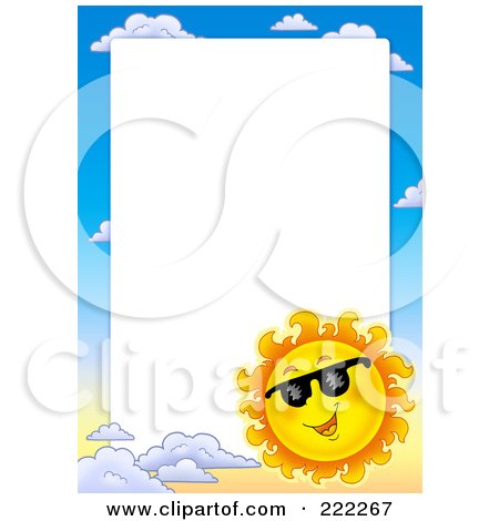 Royalty-Free (RF) Clipart Illustration of a Sun And Sky Border Around White Space - 4 by visekart