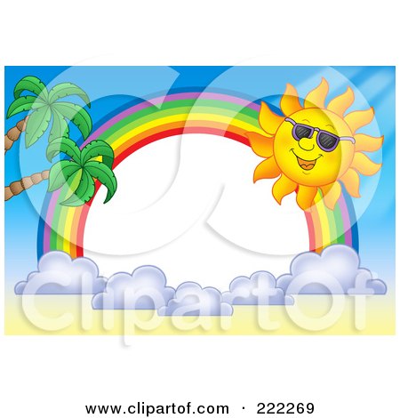 Royalty-Free (RF) Clipart Illustration of a Sun And Rainbow Border Around White Space - 1 by visekart