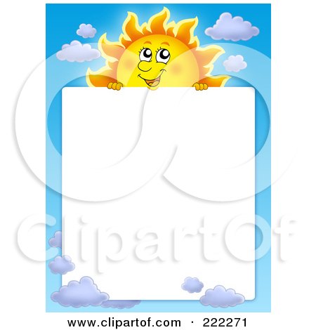 Royalty-Free (RF) Clipart Illustration of a Sun And Sky Border Around White Space - 2 by visekart