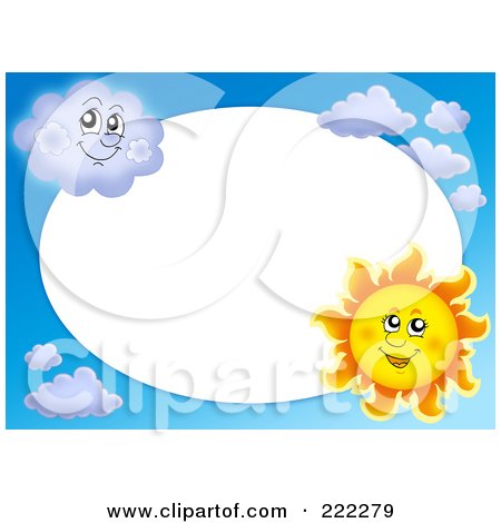 Royalty-Free (RF) Clipart Illustration of a Sun And Cloud Border Around White Oval Space by visekart