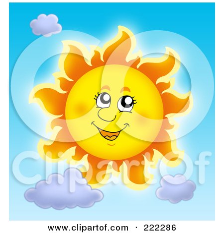 Royalty-Free (RF) Clipart Illustration of a Happy Summer Sun by visekart