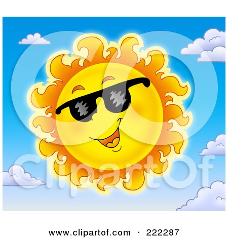 Royalty-Free (RF) Clipart Illustration of a Happy Summer Sun Wearing Shades by visekart