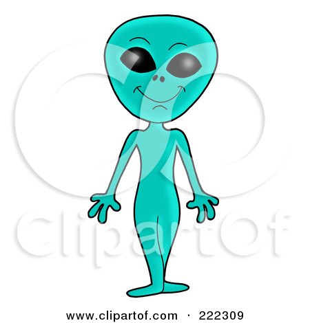 Royalty-Free (RF) Clipart Illustration of a Friendly Green Alien With Black Eyes by visekart