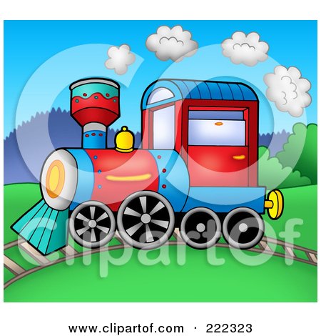 Royalty-Free (RF) Clipart Illustration of a Steam Train On A Track by visekart