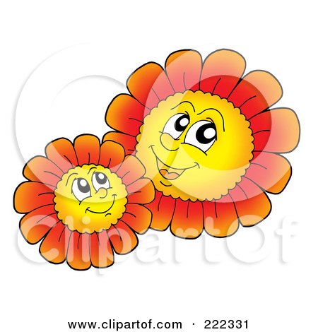 Royalty-Free (RF) Clipart Illustration of Red Daisy Characters by visekart