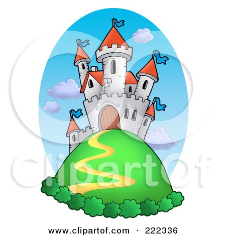 Royalty-Free (RF) Clipart Illustration of a White Castle On A Hill Top by visekart
