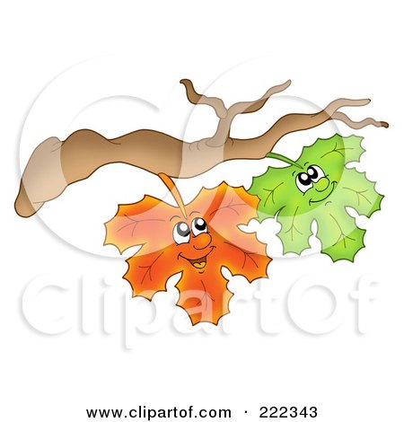 Royalty-Free (RF) Clipart Illustration of Happy Autumn Leaves On A Branch by visekart