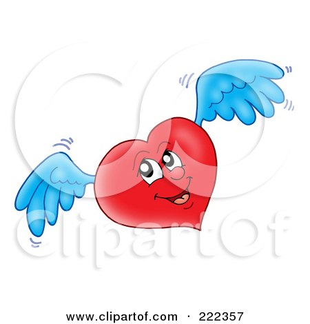 Royalty-Free (RF) Clipart Illustration of a Red Winged Heart by visekart