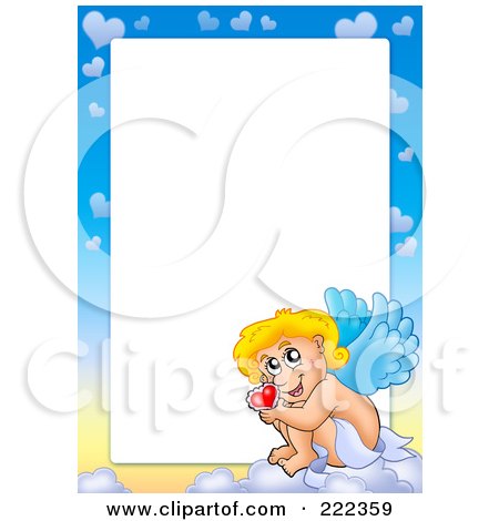 Royalty-Free (RF) Clipart Illustration of a Cupid And Sky Frame Border Around White Space - 11 by visekart