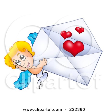 Royalty-Free (RF) Clipart Illustration of Cupid With A Valentine Envelope - 2 by visekart