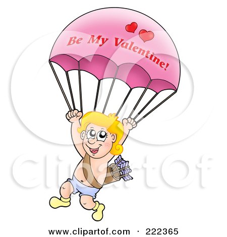 Royalty-Free (RF) Clipart Illustration of a Cupid With A Be My Valentine Parachute by visekart