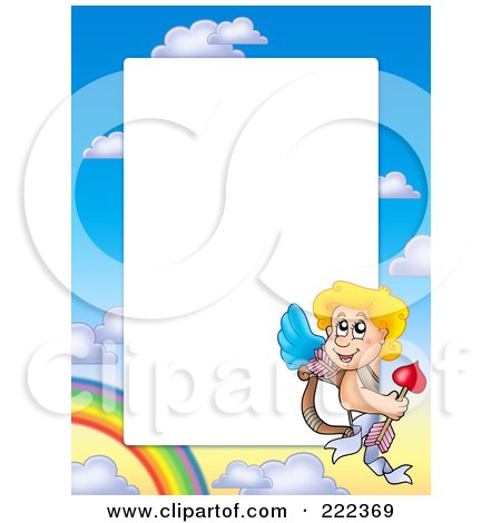 Royalty-Free (RF) Clipart Illustration of a Cupid And Sky Frame Border Around White Space - 9 by visekart