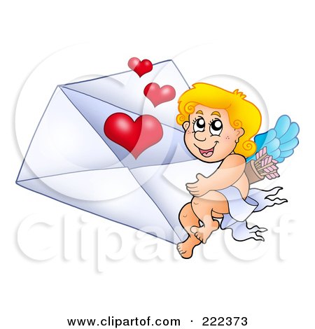 Royalty-Free (RF) Clipart Illustration of Cupid With A Valentine Envelope - 1 by visekart