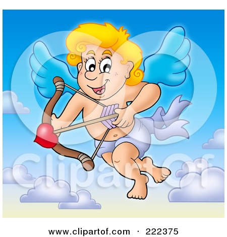 Royalty-Free (RF) Clipart Illustration of Cupid With A Bow In The Sky - 3 by visekart