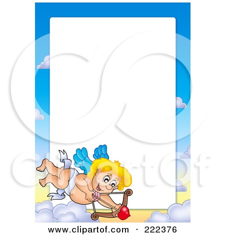 Royalty-Free (RF) Clipart Illustration of a Cupid And Sky Frame Border Around White Space - 2 by visekart